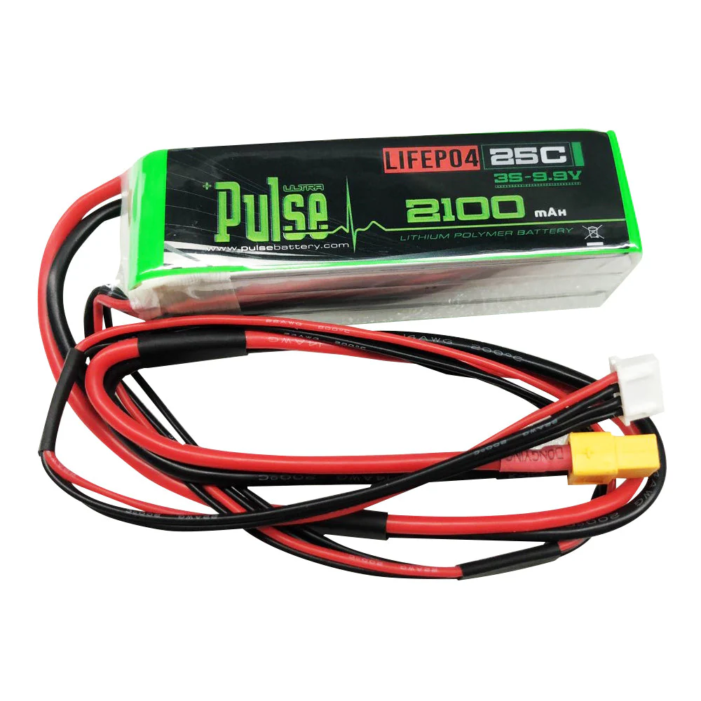 Pulse 2100mah 3S 9.9V 25C Receiver LiFePO4 Battery - XT60 Connecto